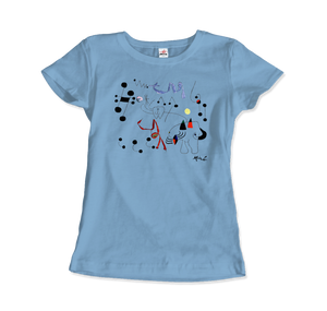 Joan Miro Woman Dreaming of Escape 1945 Artwork T-Shirt - Women / Light Blue / Small by Art-O-Rama