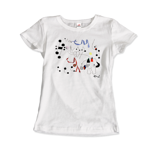 Joan Miro Woman Dreaming of Escape 1945 Artwork T-Shirt - Women / White / Small by Art-O-Rama