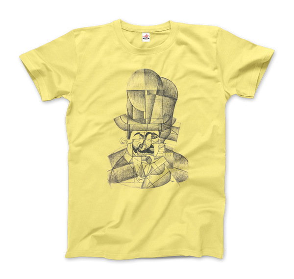 Juan Gris Man with Opera Hat 1912 Artwork T-Shirt - Men / Spring Yellow / Small by Art-O-Rama