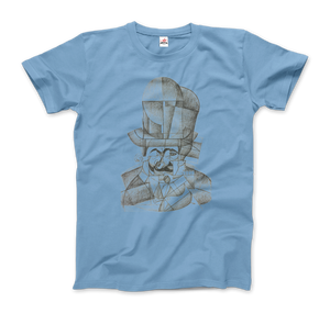 Juan Gris Man with Opera Hat 1912 Artwork T-Shirt - Men / Light Blue / Small by Art-O-Rama