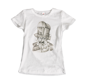 Juan Gris Man with Opera Hat 1912 Artwork T-Shirt - Women / White / Small by Art-O-Rama
