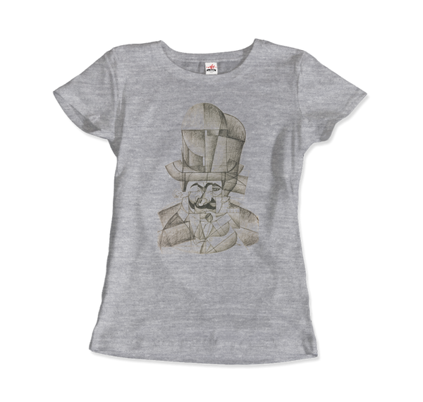 Juan Gris Man with Opera Hat 1912 Artwork T-Shirt - Women / Heather Grey / Small by Art-O-Rama