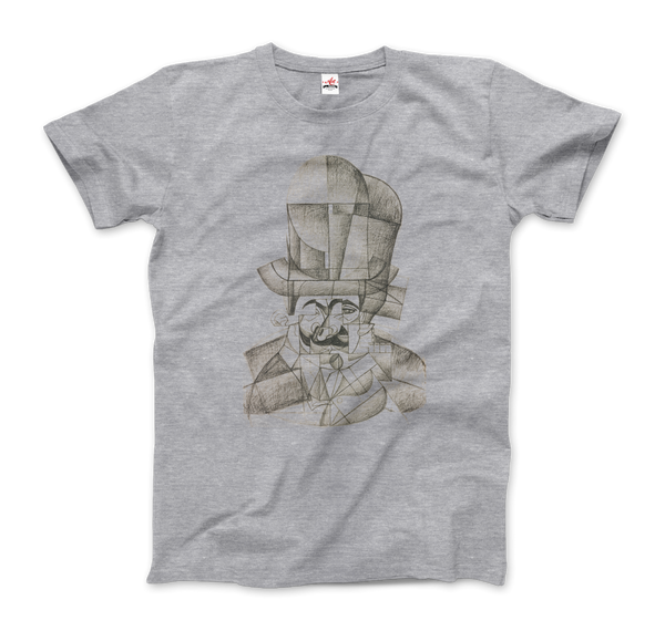 Juan Gris Man with Opera Hat 1912 Artwork T-Shirt - Men / Heather Grey / Small by Art-O-Rama