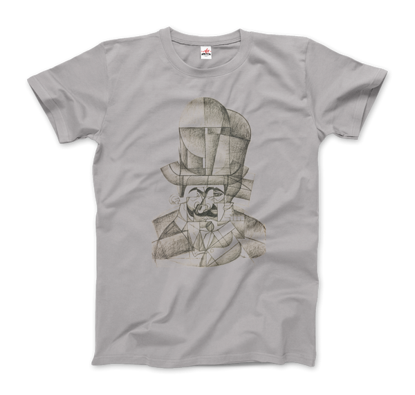 Juan Gris Man with Opera Hat 1912 Artwork T-Shirt - Men / Silver / Small by Art-O-Rama