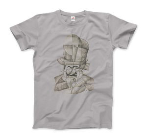 Juan Gris Man with Opera Hat 1912 Artwork T-Shirt - Men / Silver / Small by Art-O-Rama