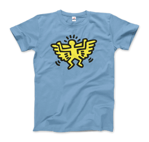 Keith Haring Angel Icon, 1990 Street Art T-Shirt - Men / Light Blue / Small by Art-O-Rama