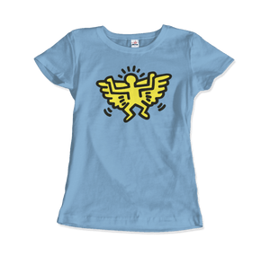 Keith Haring Angel Icon, 1990 Street Art T-Shirt - Women / Light Blue / Small by Art-O-Rama