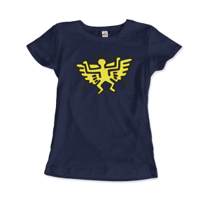 Keith Haring Angel Icon, 1990 Street Art T-Shirt - Women / Navy / Small by Art-O-Rama
