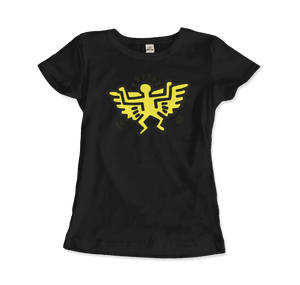 Keith Haring Angel Icon, 1990 Street Art T-Shirt - Women / Black / Small by Art-O-Rama