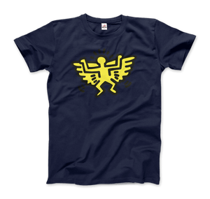 Keith Haring Angel Icon, 1990 Street Art T-Shirt - Men / Navy / Small by Art-O-Rama