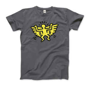Keith Haring Angel Icon, 1990 Street Art T-Shirt - Men / Charcoal / Small by Art-O-Rama
