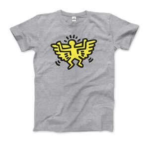 Keith Haring Angel Icon, 1990 Street Art T-Shirt - Men / Heather Grey / Small by Art-O-Rama