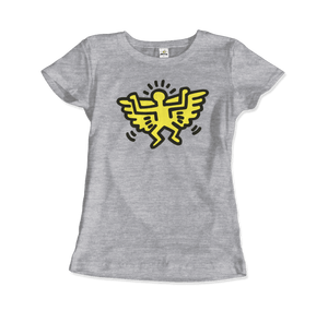 Keith Haring Angel Icon, 1990 Street Art T-Shirt - Women / Heather Grey / Small by Art-O-Rama