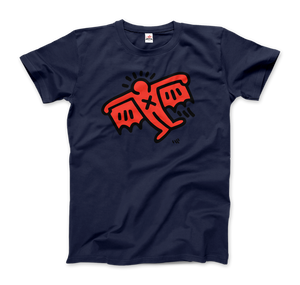 Keith Haring Flying Devil Icon, 1990 Street Art T-Shirt - Men / Navy / Small by Art-O-Rama
