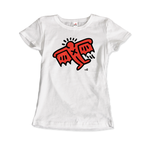 Keith Haring Flying Devil Icon, 1990 Street Art T-Shirt - Women / White / Small by Art-O-Rama