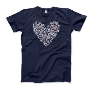Keith Haring Heart Of Men - Icon Series Street Art T-Shirt - Men / Navy / Small - T-Shirt
