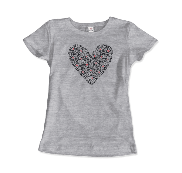 Keith Haring Heart Of Men - Icon Series Street Art T-Shirt - Women / Heather Grey / Small - T-Shirt