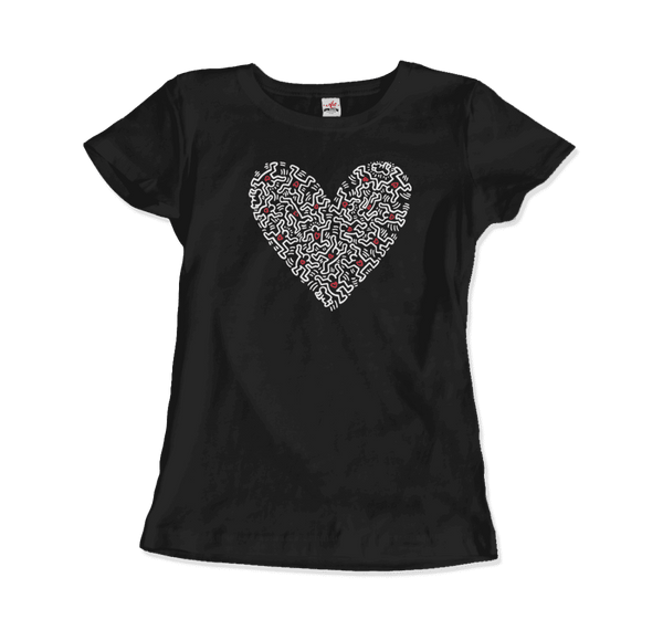Keith Haring Heart Of Men - Icon Series Street Art T-Shirt - Women / Black / Small - T-Shirt
