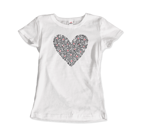 Keith Haring Heart Of Men - Icon Series Street Art T-Shirt - Women / White / Small - T-Shirt