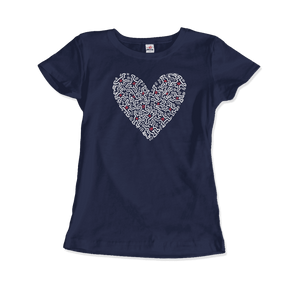 Keith Haring Heart Of Men - Icon Series Street Art T-Shirt - Women / Navy / Small - T-Shirt