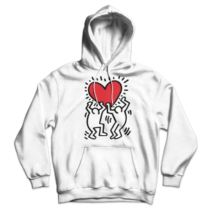Men Holding Heart Icon Street Art Hoodie - White / S - Hoodie