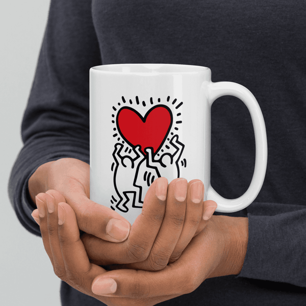 Keith Haring Men Holding Heart Icon Street Art Mug - Mug