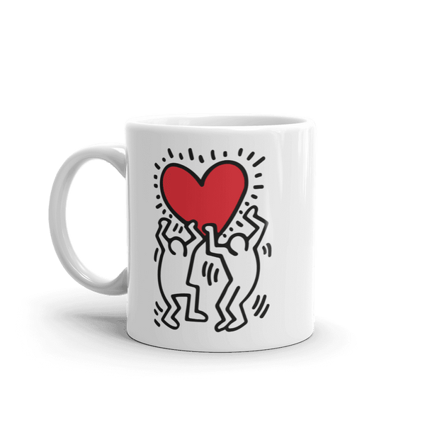Keith Haring Men Holding Heart Icon Street Art Mug - 11oz (325mL) - Mug