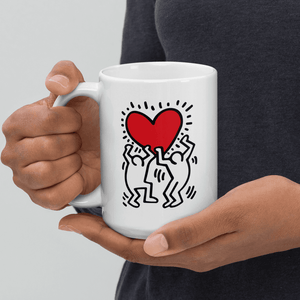 Keith Haring Men Holding Heart Icon Street Art Mug - Mug