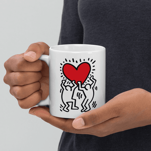 Keith Haring Men Holding Heart Icon Street Art Mug - Mug