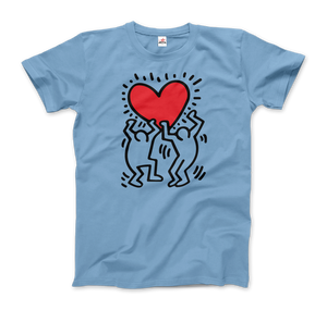 Men Holding Heart Icon Street Art T-Shirt - Men (Unisex) / Light Blue / S - T-Shirt