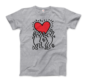 Men Holding Heart Icon Street Art T-Shirt - Men (Unisex) / Heather Grey / S - T-Shirt