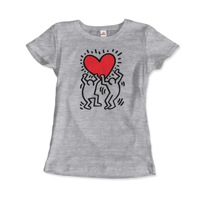 Men Holding Heart Icon Street Art T-Shirt - Women (Fitted) / Heather Grey / S - T-Shirt