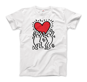 Men Holding Heart Icon Street Art T-Shirt - Men (Unisex) / White / S - T-Shirt
