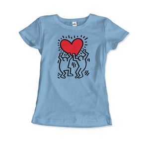 Men Holding Heart Icon Street Art T-Shirt - Women (Fitted) / Light Blue / S - T-Shirt
