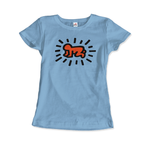 Keith Haring Radiant Baby Icon, 1990 Street Art T-Shirt - Women / Light Blue / Small by Art-O-Rama