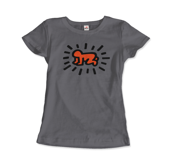 Keith Haring Radiant Baby Icon, 1990 Street Art T-Shirt - Women / Charcoal / Small by Art-O-Rama