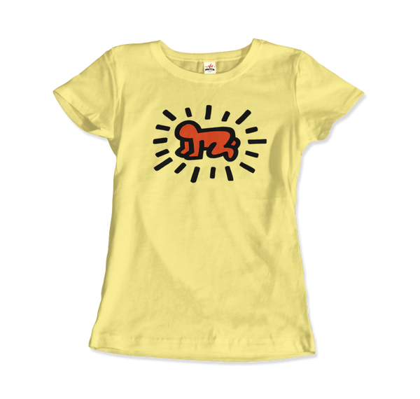 Keith Haring Radiant Baby Icon, 1990 Street Art T-Shirt - Women / Spring Yellow / Small by Art-O-Rama