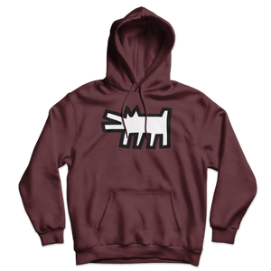 Keith Haring The Barking Dog Icon, 1990 Street Art Hoodie - Maroon / S by Art-O-Rama