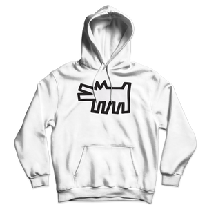 Keith Haring The Barking Dog Icon, 1990 Street Art Hoodie - White / S by Art-O-Rama