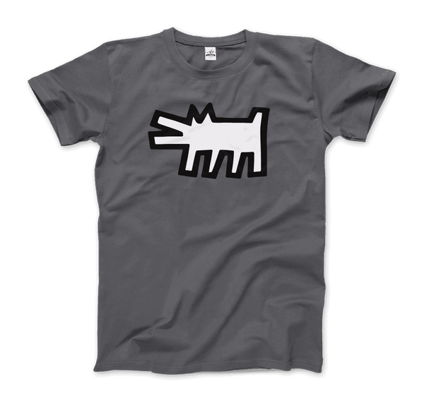 Keith Haring The Barking Dog Icon 1990 Street Art T-Shirt - Men / Charcoal / Small - T-Shirt