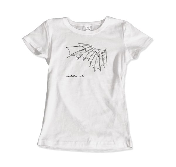 Leonardo Da Vinci Glider Sketch Artwork T-Shirt - Women / White / Small - T-Shirt