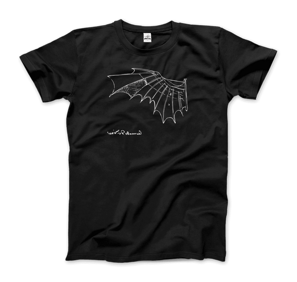 Leonardo Da Vinci Glider Sketch Artwork T-Shirt - Men / Black / Small - T-Shirt