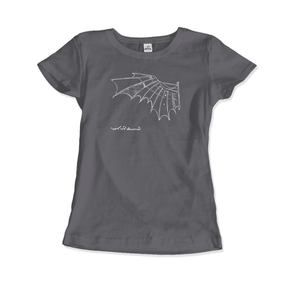 Leonardo Da Vinci Glider Sketch Artwork T-Shirt - Women / Charcoal / Small - T-Shirt