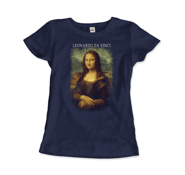 Leonardo Da Vinci Mona Lisa 1503~1519 Artwork T-Shirt - Women / Navy / Small - T-Shirt