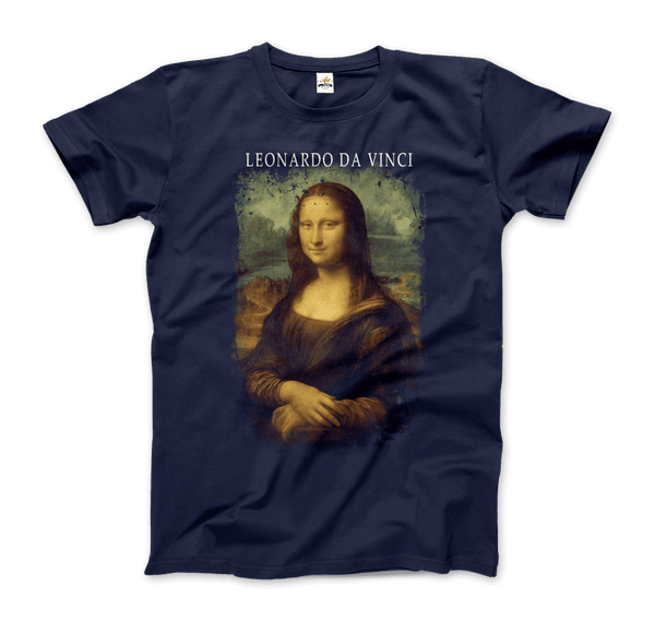 Leonardo Da Vinci Mona Lisa 1503~1519 Artwork T-Shirt - Men / Navy / Small - T-Shirt