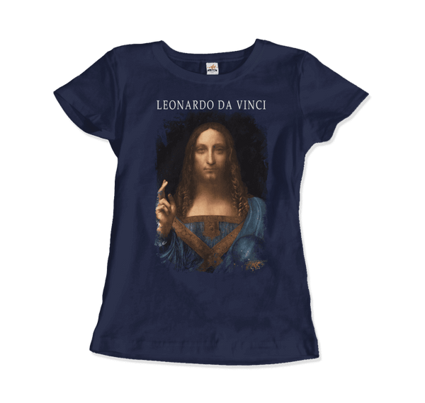 Leonardo Da Vinci Salvator Mundi 1499~1510 Artwork T-Shirt - Women / Navy / Small - T-Shirt
