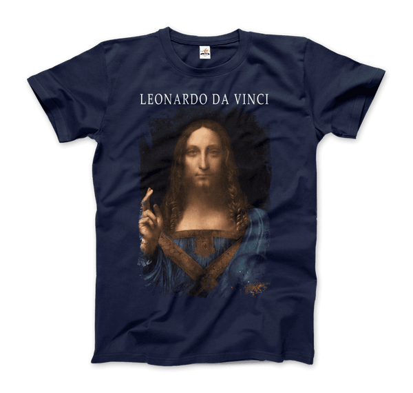 Leonardo Da Vinci Salvator Mundi 1499~1510 Artwork T-Shirt - Men / Navy / Small - T-Shirt
