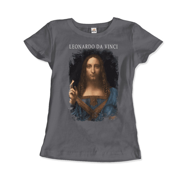 Leonardo Da Vinci Salvator Mundi 1499~1510 Artwork T-Shirt - Women / Charcoal / Small - T-Shirt