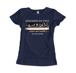 Leonardo Da Vinci - The Last Supper Artwork T-Shirt - Women / Navy / Small - T-Shirt