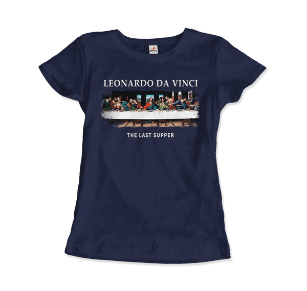 Leonardo Da Vinci - The Last Supper Artwork T-Shirt - Women / Navy / Small - T-Shirt